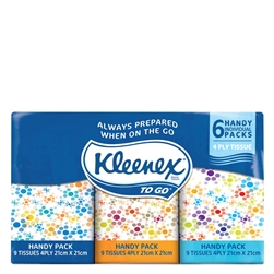 Kleenex Tissues - Ultra Soft Kleenex To Go Pocket Pack (9 tissues)X 6 ...